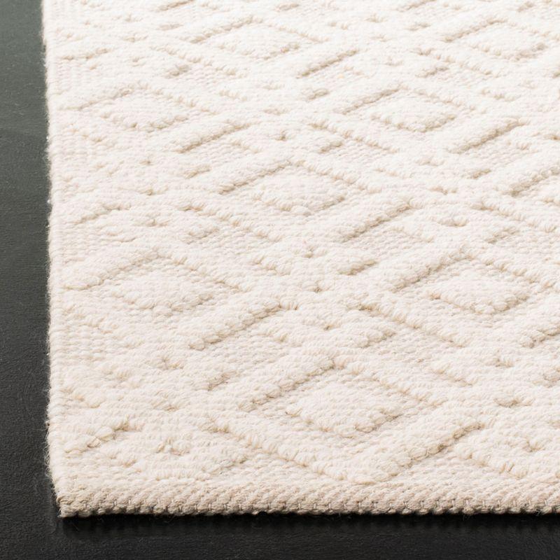 Elegant Ivory Geometric Wool-Cotton Blend Area Rug 9' x 12'