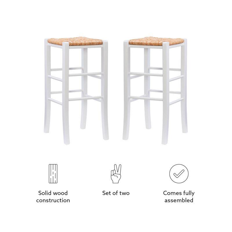 Gianna 37" White Solid Wood Backless Barstools, Set of 2