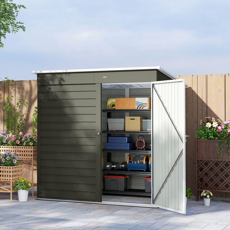 Outsunny 6' x 4' Outdoor Storage Shed, Metal Garden Shed with Lockable Door and Gloves, Tool Shed for Backyard Garden Patio Lawn | Wayfair