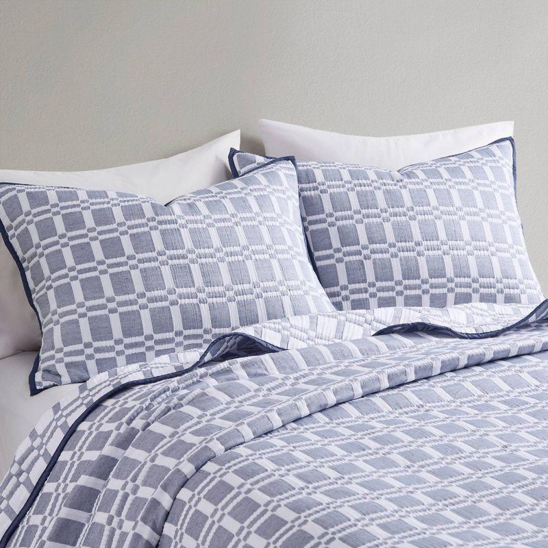 Indigo Full Microfiber Reversible Matelasse Coverlet Set