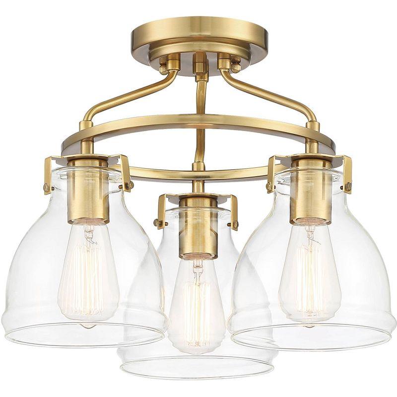 Bellis 17" Industrial Gold & Glass Semi-Flush Ceiling Light