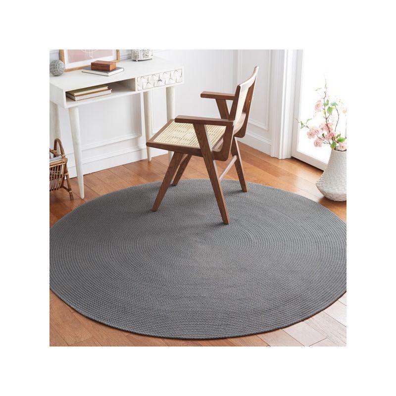 Gray Round Handwoven Reversible Braided Area Rug