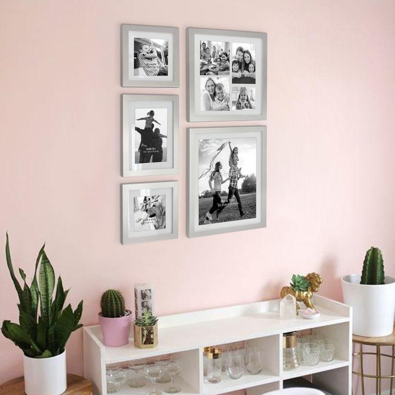5pc Decorative Stamped Photo Frame Set Silver - Stonebriar Collection