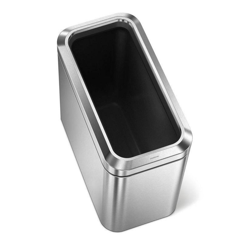 simplehuman 25 Liter / 6.6 Gallon Slim Open Commercial Trash Can, Brushed Stainless Steel