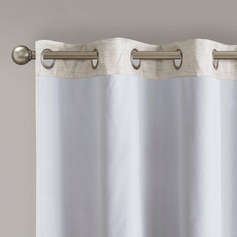 Ivory Faux Silk Blackout Grommet Window Curtains, 84"