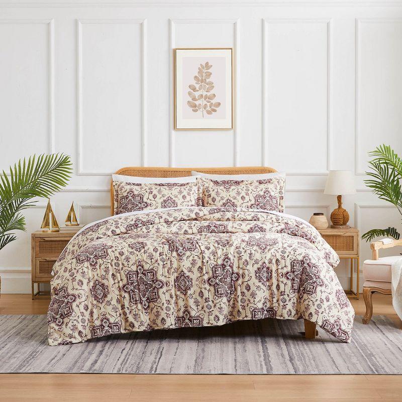 Eggplant Persian Print Ultra-Soft King/California King Duvet Cover Set