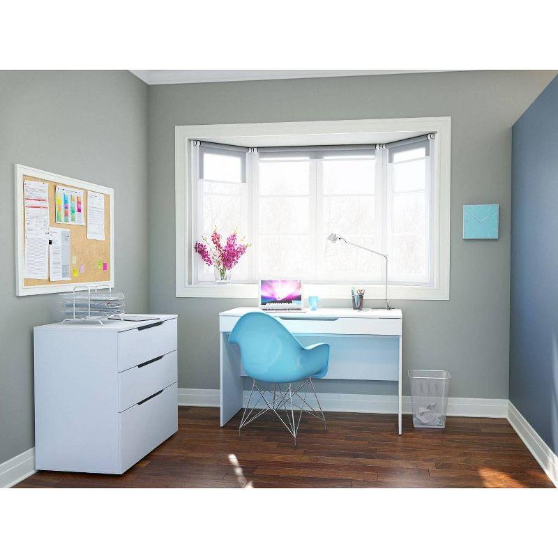 White Wood Desk with Drawer and Keyboard Tray