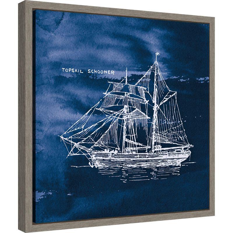 Amanti Art Sailing Ships V Indigo by Wild Apple Portfolio Canvas Wall Art Print Framed 16-in. x 16-in.