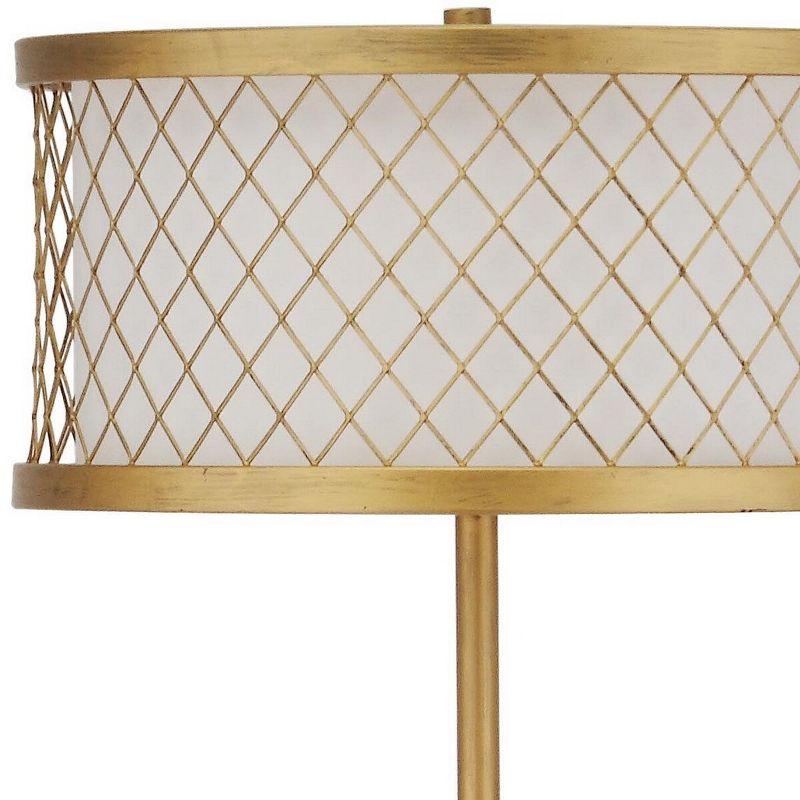 Contemporary Antique Gold Mesh Floor Lamp with White Cotton Shade