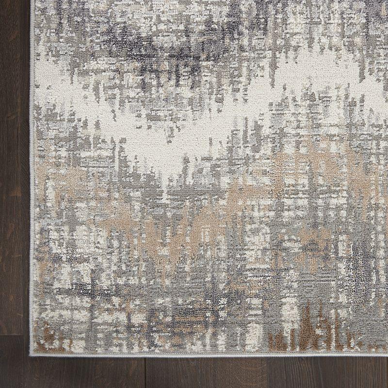 Modern Abstract Chevron 8' x 10' Grey Ivory Synthetic Area Rug