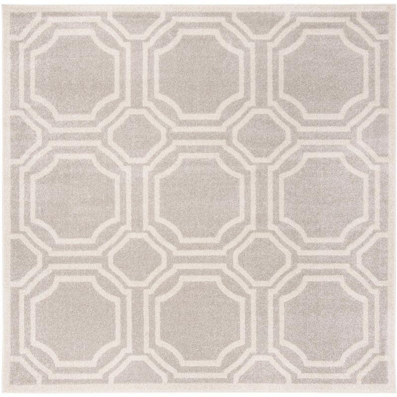 Elysian Light Grey & Ivory Geometric 7' Square Hand-Knotted Rug