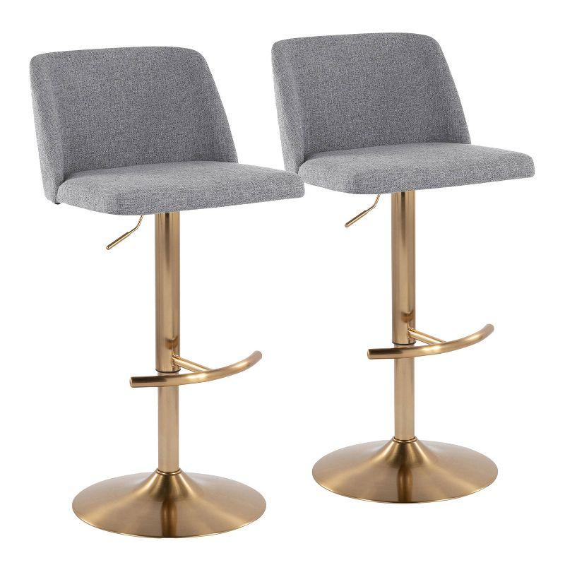 LumiSource Set of 2 Toriano Adjustable Swivel Barstools