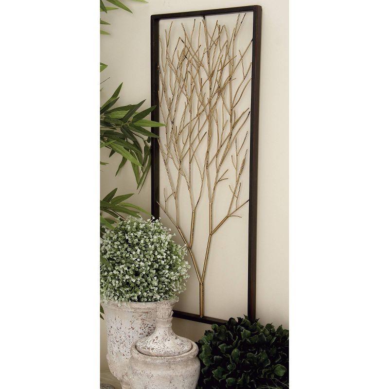 Metal Tree Branch Wall Decor with Black Frame Set of 3 Black - Olivia & May