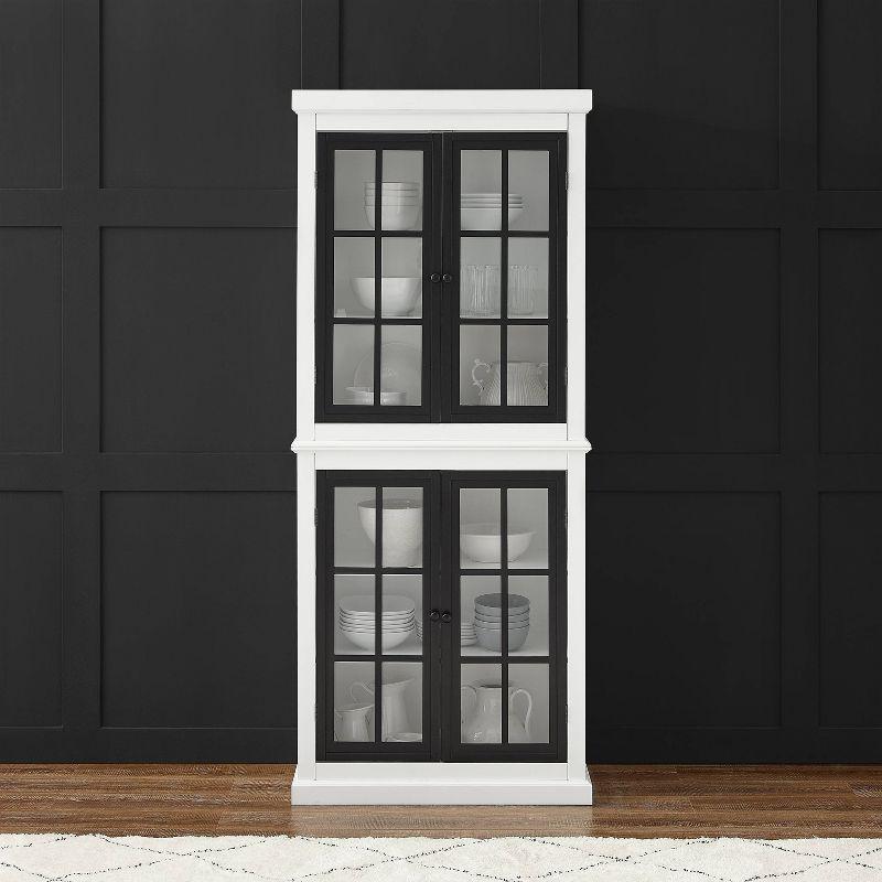 Cecily Tall Storage Pantry White/Matte Black - Crosley: French Country Style, 2 Adjustable Shelves