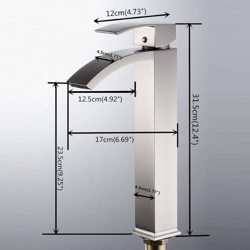 Brushed Nickel Waterfall Vessel Sink Faucet with Pop-Up Drain