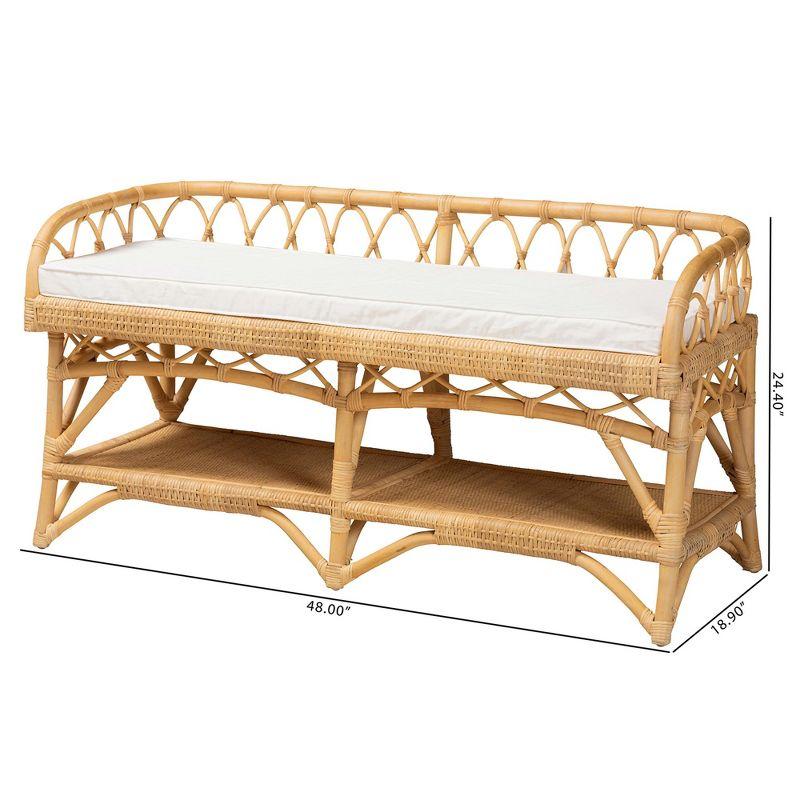 bali & pari Leryn Modern Bohemian Natural Brown Rattan Bench