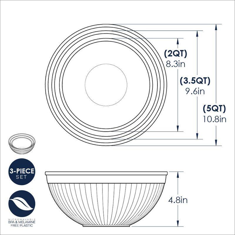 Nordic Ware 3 Piece Prep & Serve Mixing Bowl Set, White