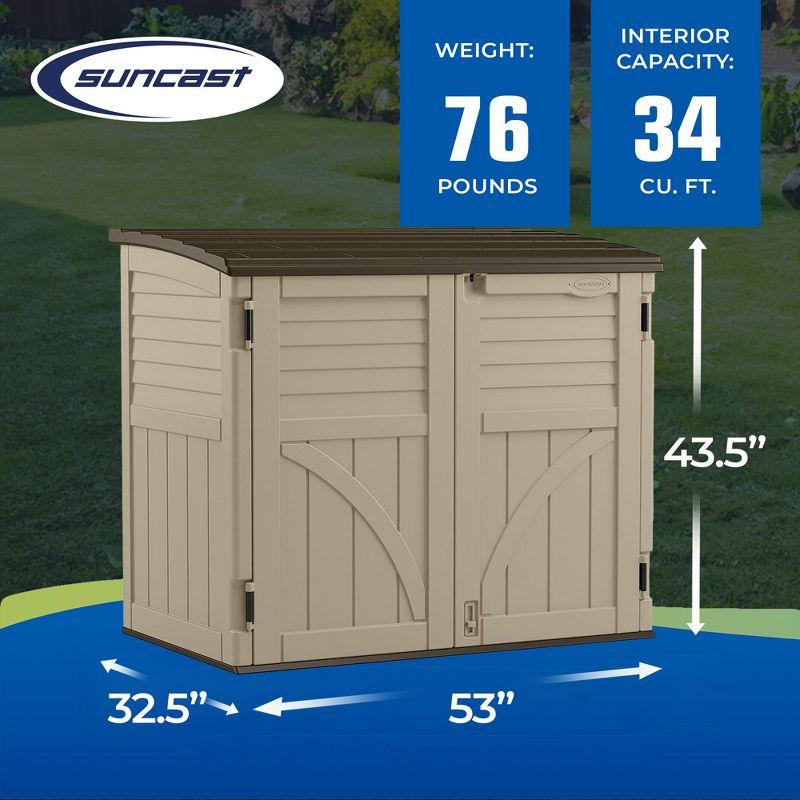 Suncast 34 Cu. Ft. Sand Resin Horizontal Storage Shed