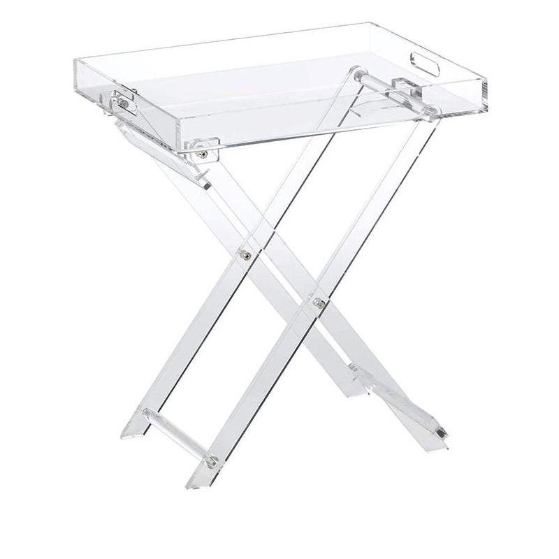 Sleek Chic Transparent Acrylic Folding Side Table with Handles