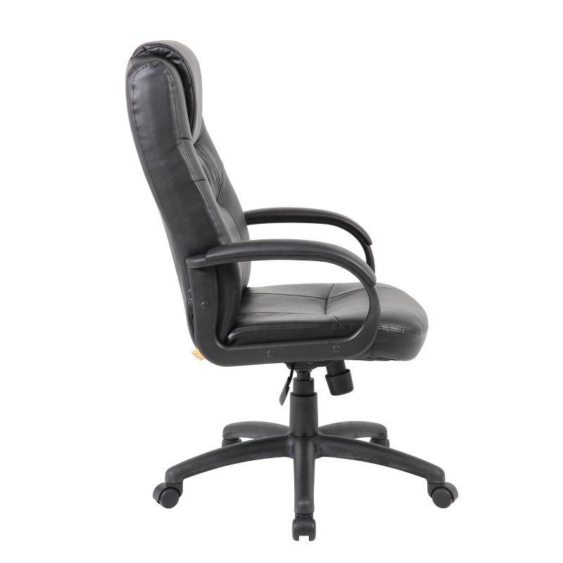 Executive High Back Leatherplus Chair Black - Boss Office Products: Ergonomic, Swivel, Adjustable Height, Metal Frame