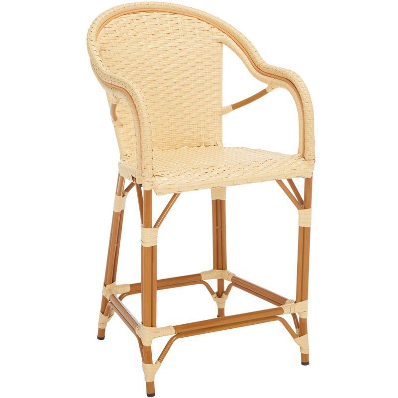 California Counter Stool With Arms - Indoor/Outdoor - PAT7533 - Natural - Safavieh