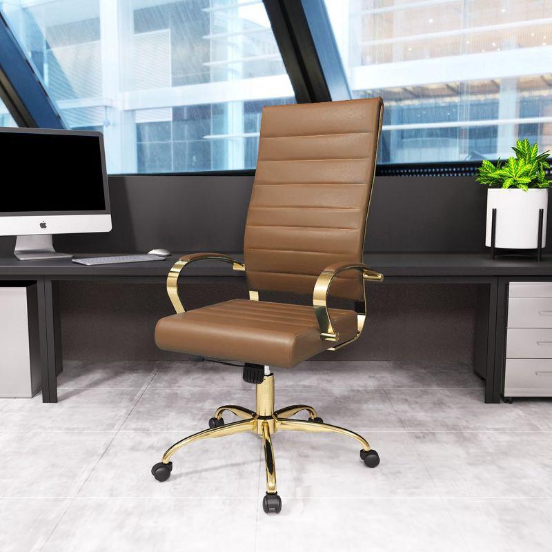 LeisureMod Benmar High-Back Leather Office Chair with Swivel, Tilt, Adjustable Height, Ergonomic Design for Home Office, Study, or Workspace