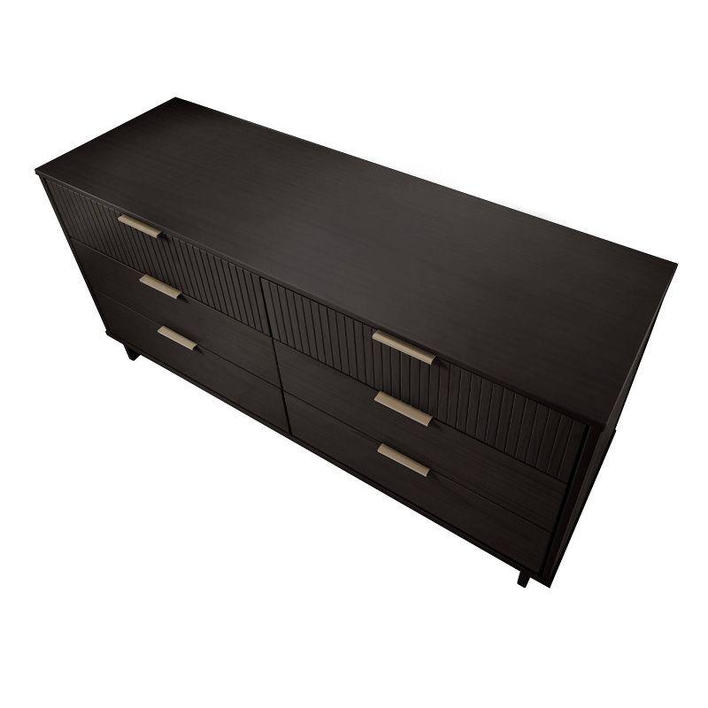 Granville Modern 6 Drawer Double Wide Dresser Black - Manhattan Comfort: Bedroom Storage, Soft Close