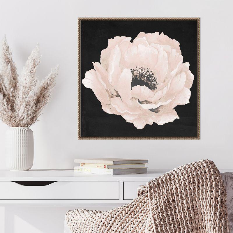 Amanti Art Pink Flower on Black II by Elizabeth Medley Canvas Wall Art Print Framed 22 x 22-in.