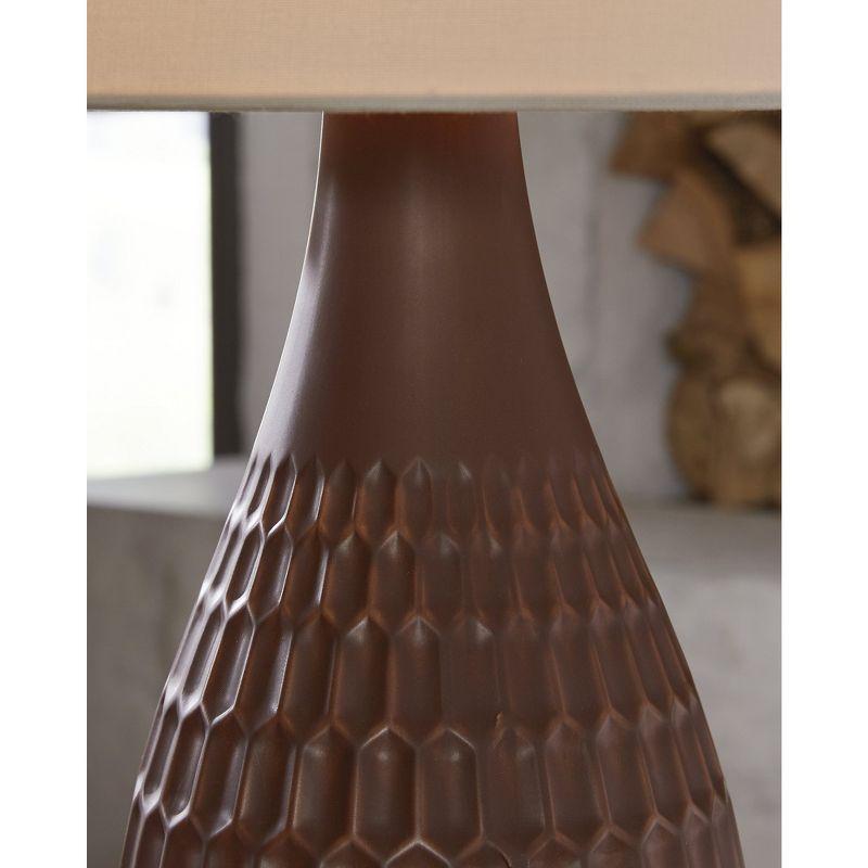 Signature Design by Ashley Cartford Ceramic Table Lamp (Set of 2), Reddish Brown