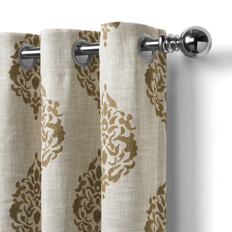 Navara Medallion Room Darkening Single Window Curtain Panel - 52" x 95" - Natural - Elrene Home Fashions