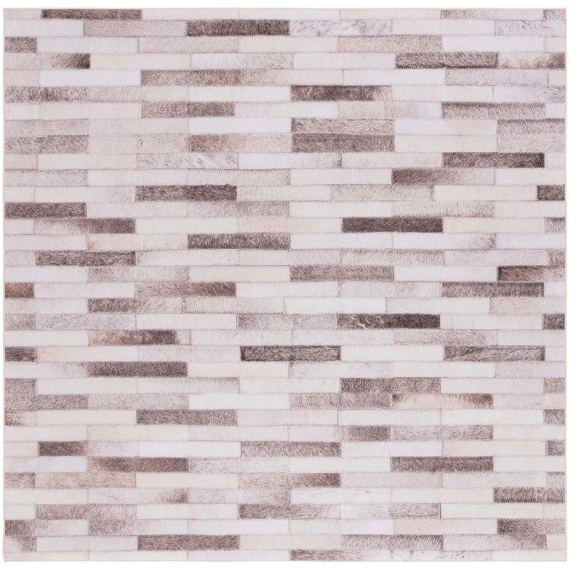 Faux Hide FAH500 Power Loomed Machine Washable Area Rug - Beige/Brown - 6'x6' - Safavieh.