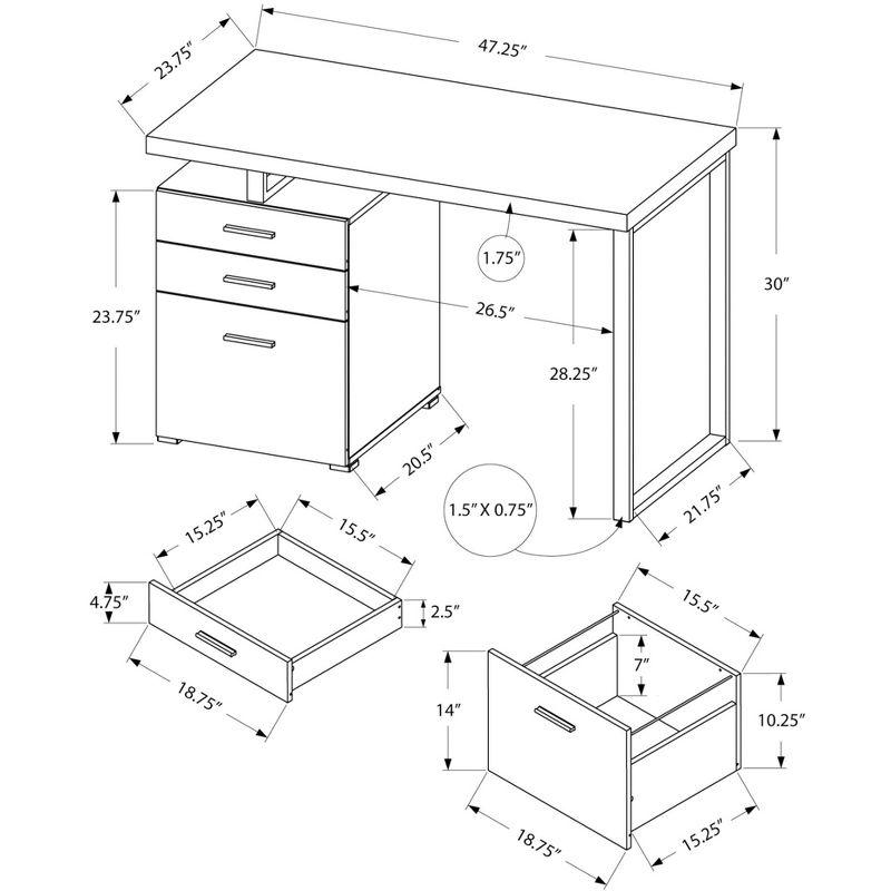 Monarch Specialties Computer Desk Home Office Laptop Left Right Set-Up Storage Drawers 48InchL Work Metal Laminate Beige Black Contemporary Modern