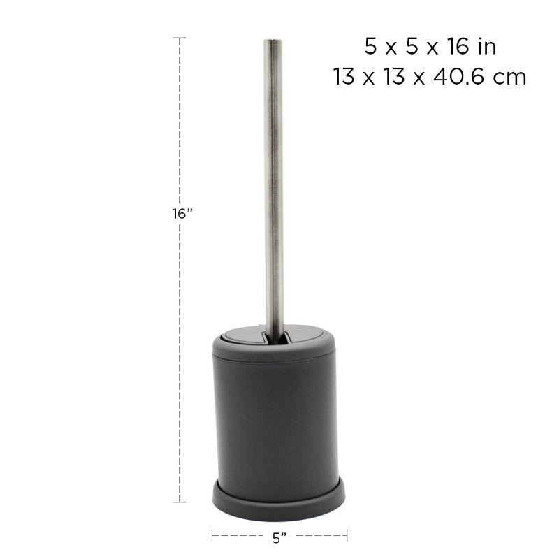 Cameo Toilet Bowl Cleaning Brush, Self-Closing Lid, Stainless-Steel Holder, 360 Degree Brush Head, Fingerprint-Proof, Rust Resistant, Compact Size