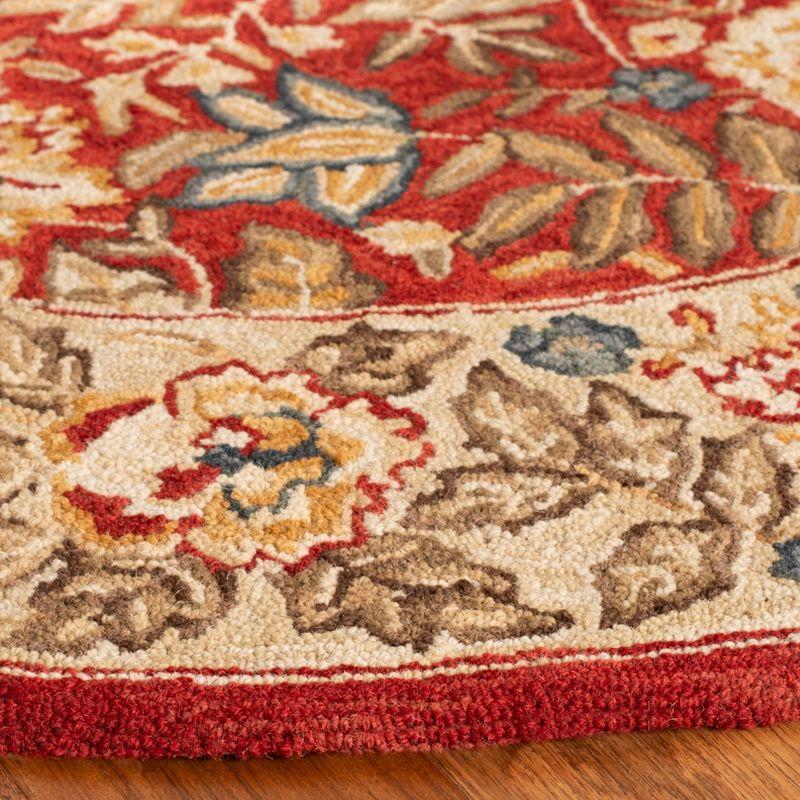 Handmade Beige Floral Wool Round Area Rug