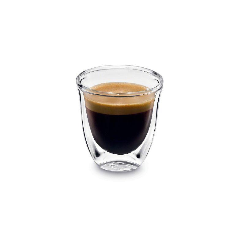 De'Longhi Double Walled Thermo Espresso Glasses, Set of 2, Regular, Clear, 60 milliliters