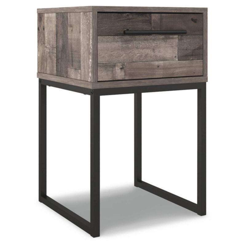 Neilsville Nightstand Black/Gray/Beige - Signature Design by Ashley: Canted Metal Legs, Rustic Finish