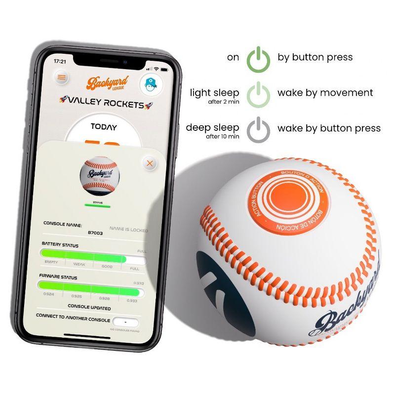 Playfinity Backyard League Gaming Baseball For Kids | Real Baseball with Sensors and App | Play, Train, Analyze and Connect with Others - White