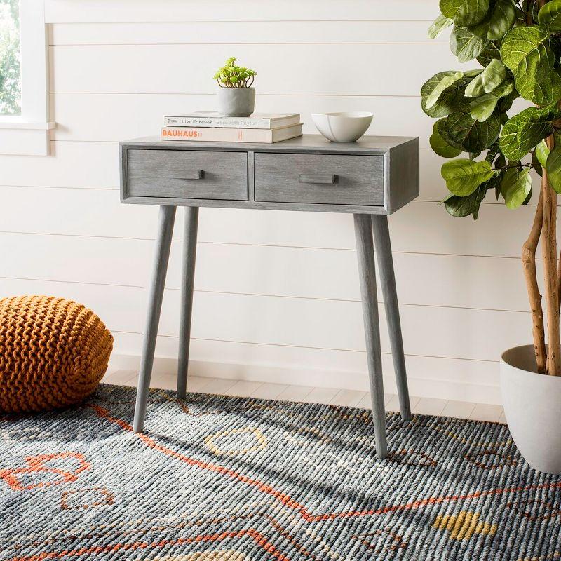 Transitional Slate Grey Rectangular 2-Drawer Console Table