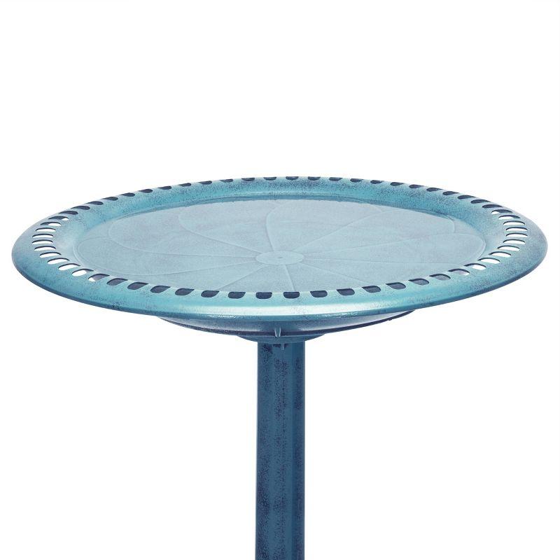 Alpine Pedestal Birdbath with Scrollwork Base and Stakes