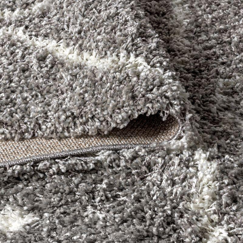 3'x5' Mercer Shag Plush Tassel Moroccan Diamond Area Rug, Grey/Cream - JONATHAN Y