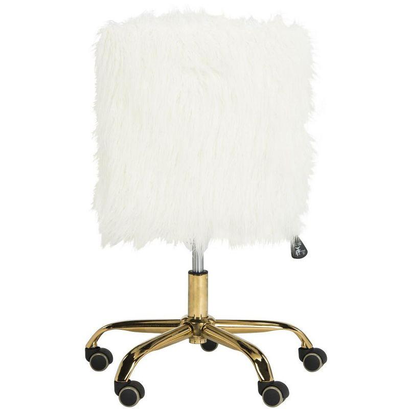 26'' White and Gold Faux Sheepskin Transitional Swivel Task Chair