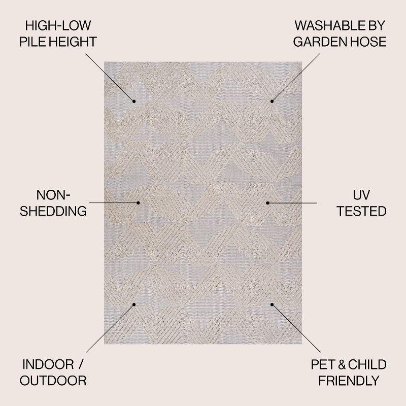 Jazz High-Low Pile Art Deco Geometric Indoor/Outdoor Area Rug  - JONATHAN Y