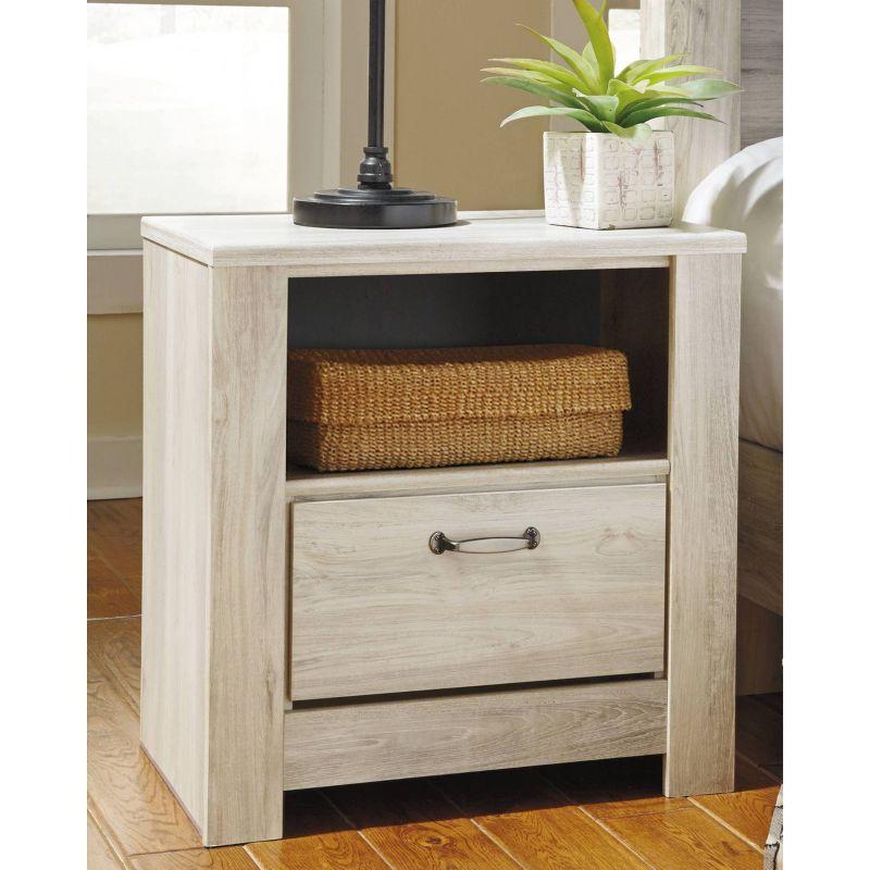 Signature Design by Ashley Bellaby One Drawer Nightstand White: Bedside Table with USB Port & Storage