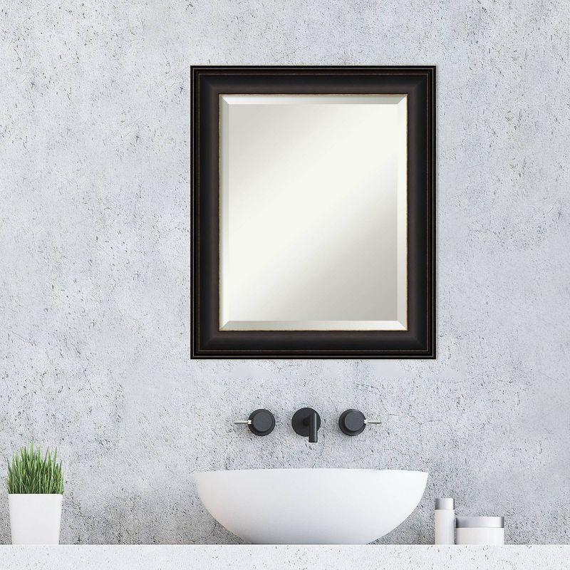 Amanti Art 20" x 24" Trio Oil Rubbed Framed Bathroom Vanity Wall Mirror Bronze: Modern Rectangle Beveled, Wall Mount, Polystyrene Frame