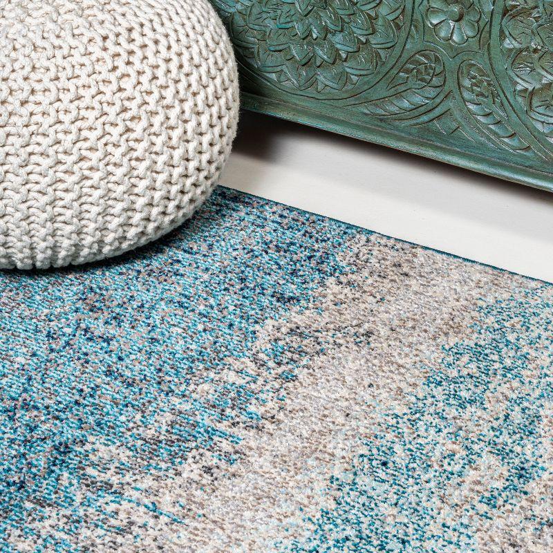 Serene Splash Cream/Turquoise Synthetic 5' x 8' Abstract Area Rug