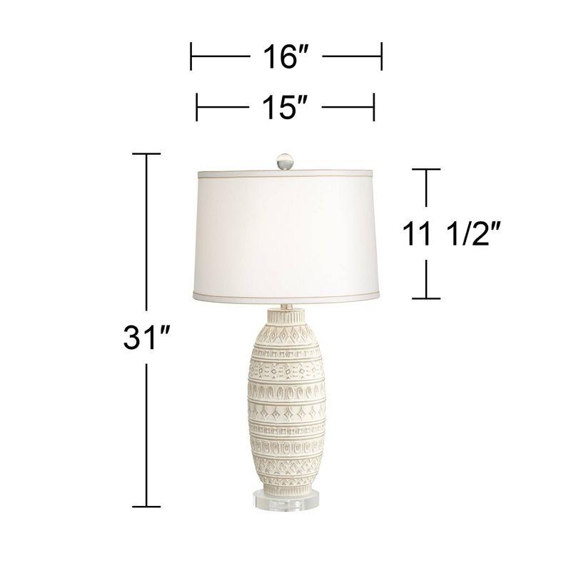 360 Lighting Cullen 31" Tall Large Modern Coastal End Table Lamp Beige Almond Ceramic Single White Shade Living Room Bedroom Bedside Nightstand House