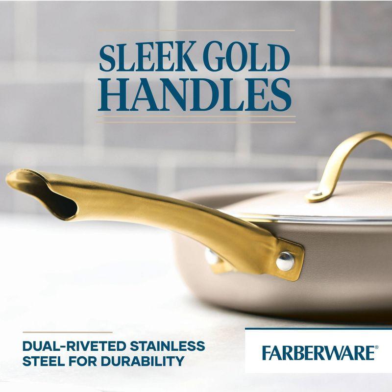 Farberware Radiant 2.75qt Nonstick Covered Saute Pan: Dishwasher-Safe, Tempered Glass Lid, Gas & Electric Compatible