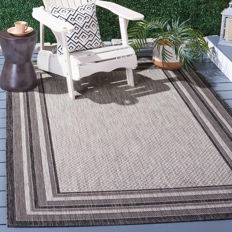 Courtyard CY8475 UV & Stain Resistant Non-Shedding Power Loomed Indoor/Outdoor Area Rug - Light Grey/Black - 6'7"x6'7" - Safavieh