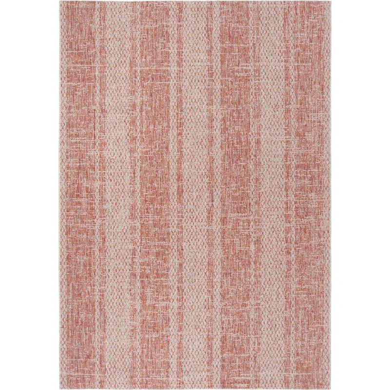 Light Beige and Terracotta Rectangular Synthetic Outdoor Rug