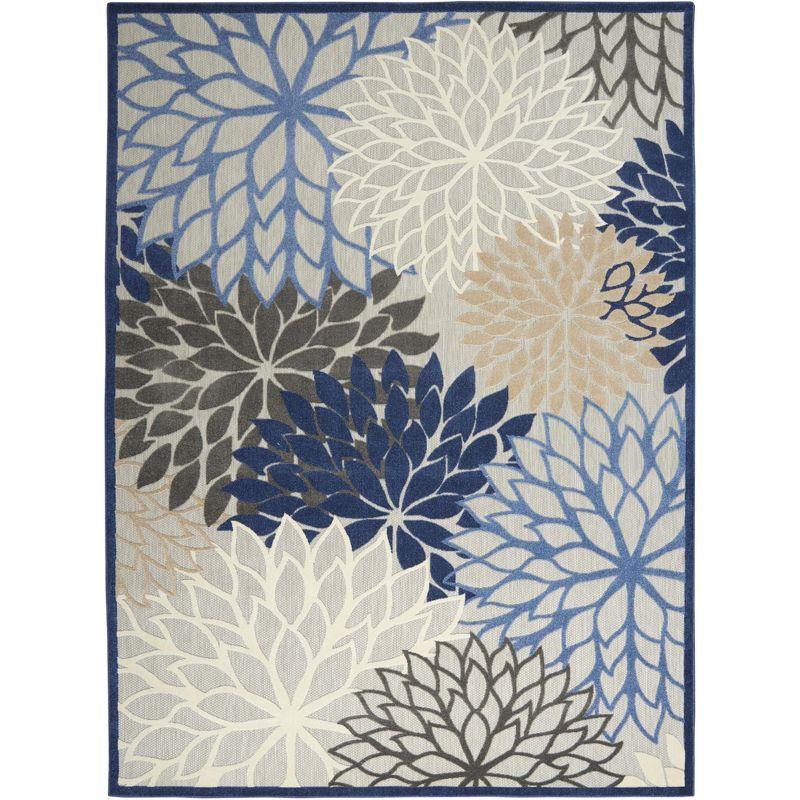 Nourison Aloha Floral 12' x 15' Blue Multicolor Tropical Indoor/Outdoor Area Rug